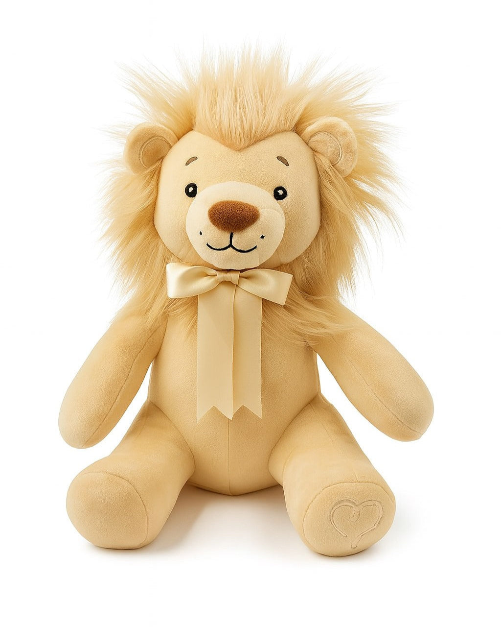 Plush lion toy with a bow tie
